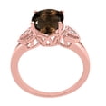thumbnail image 3 of Mauli Jewels Rings for Women 2.42 Carat Oval Smokey Quartz and Diamond Ring 4-Prong 10K Rose Gold, 3 of 6