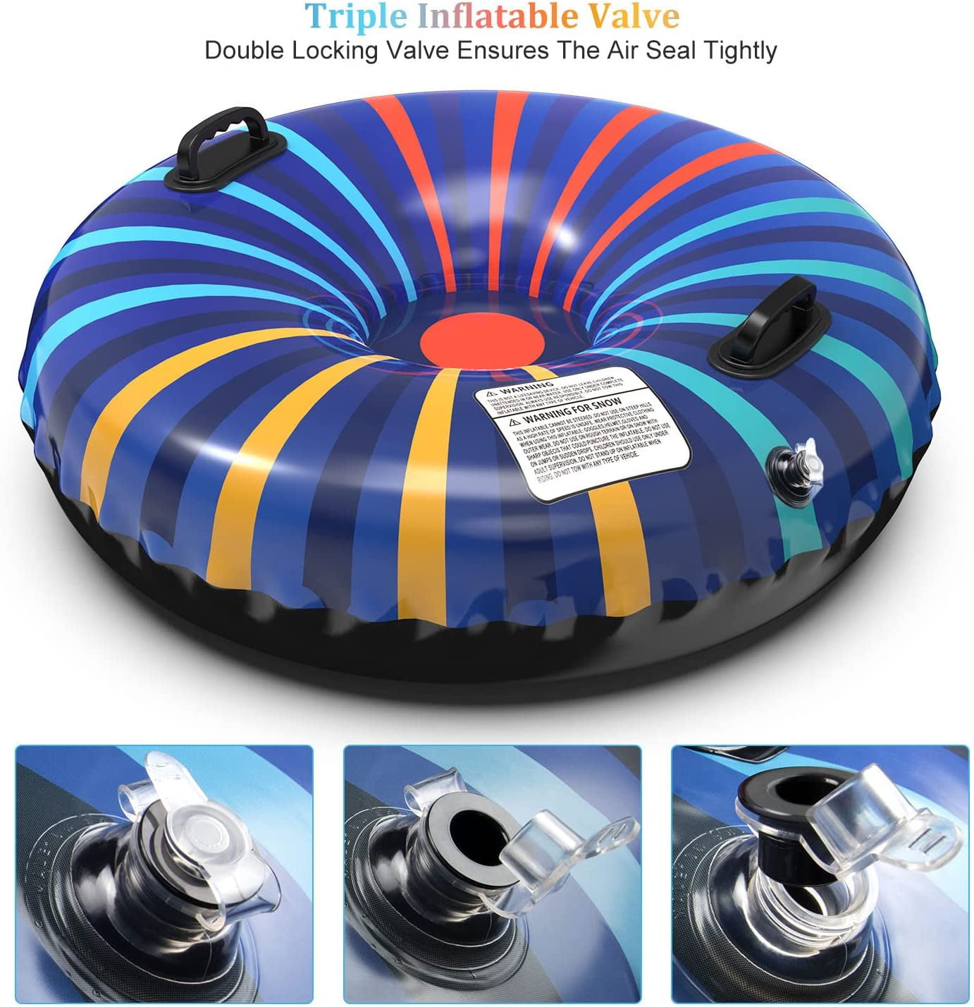 Snow Tube Heavy Duty 47" Large Size Inflatable Snow Tube for Kids and Adults, Snow Tubes with 2 Handles Made of Triple Layer Bottom & Thickening Material