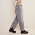 thumbnail image 2 of Yubnlvae Y2K Mid Waist Baggy Jeans - Women's Cropped Wide Leg Denim Pants (Retro Streetwear, Distressed) J M, 2 of 8