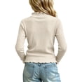thumbnail image 5 of Sakuulaan Girls Long Sleeve Tops,Ribbed Knit Ruffle Neck Lace Button Fall Winter School Casual Shirt, 5 of 6