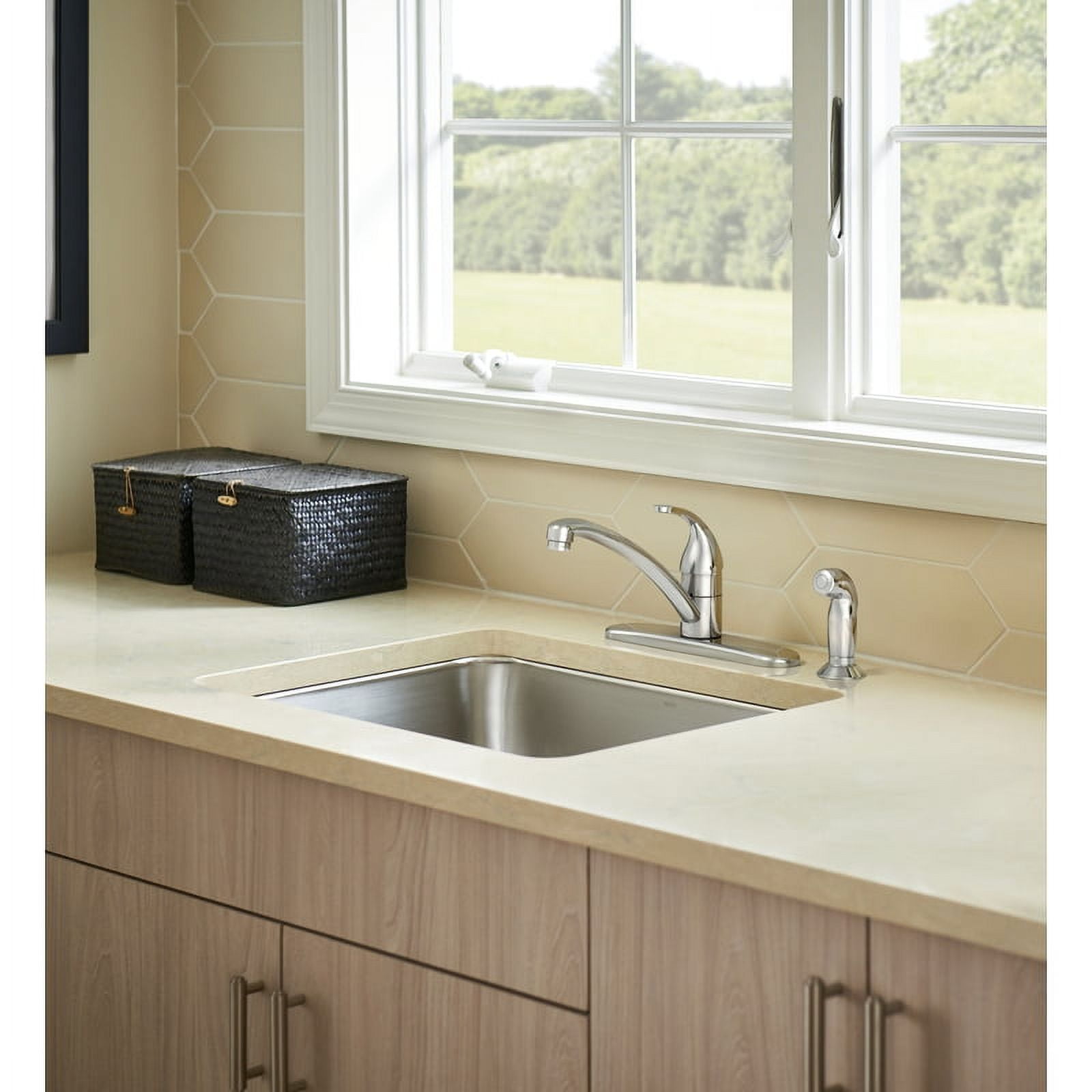 Moen Adler One Handle Chrome Kitchen Faucet with Side Sprayer