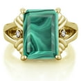 thumbnail image 2 of Gem Stone King 18K Yellow Gold Plated Silver Green Malachite and White Created Sapphire Engagement Ring for Women | 10.03 Cttw | Gemstone Birthstone | Emerald Cut 14X10MM | Size 8, 2 of 5