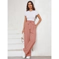 thumbnail image 3 of Pantalones anchos KORSIS para mujer, ligeros, cintura alta, rosa, 2XL, 3 of 6