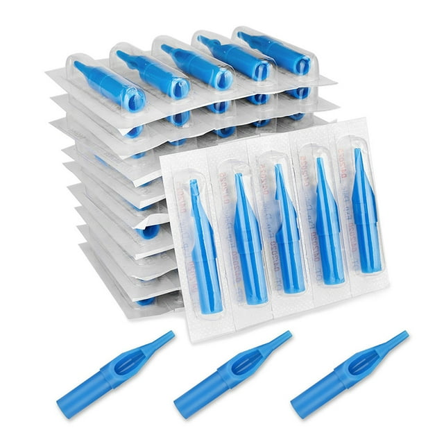 Paquete de 50 puntas de agujas de pigmento Cubiertas de arte corporal Plástico Maquillaje permanente Herramientas Profesionales Adjuntos de un solo uso Suministros 5RT Eigraketly CE001330-02B