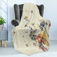 thumbnail image 4 of Dandelion Soft Flannel Fleece Throw Blanket, Blowball in the Air with Paint Splashes on Beige Background Summer Season, Cozy Plush for Indoor and Outdoor Use, 50" x 60", Multicolor, by Ambesonne, 4 of 5