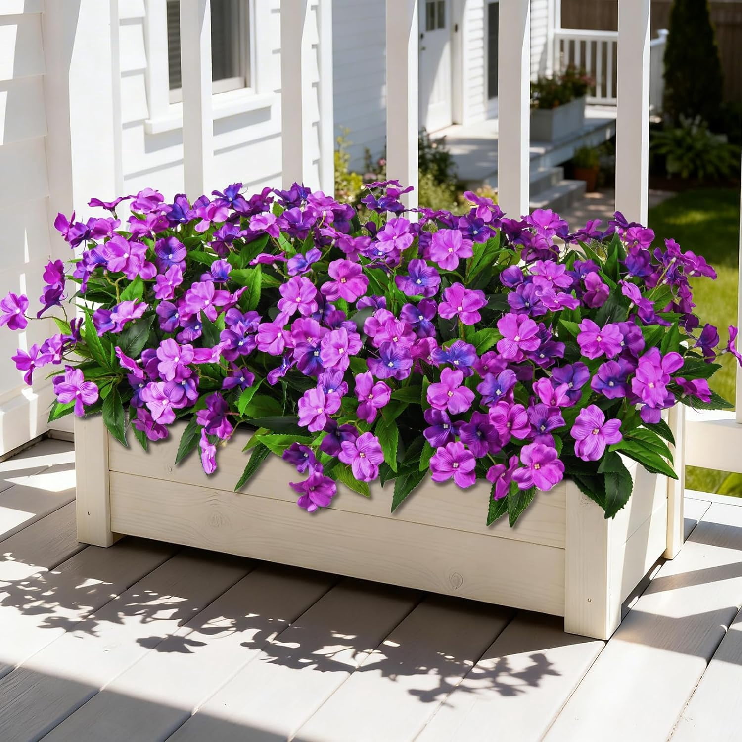 Artificial Fake Flowers for Outdoor, 6 Bundles UV Resistant Faux Plants Decoration Silk Flowers No Fade Plastic Flowers