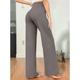 thumbnail image 6 of Wide Leg Pants Woman High Waist Yoga Pants with Pockets Loose Stretch Work Sweatpants Casual Lounge Brown M, 6 of 7