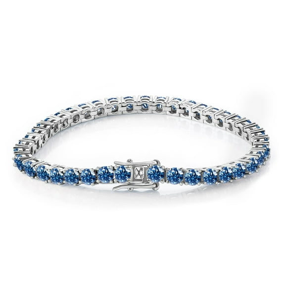 3mm Royal Blue Moissanite Tennis Bracelets Round Cut D Color VVS1 Clarity Diamond Tennis Bracelets S925 Sterling Silver Bracelets for Women（6-9 inchs）