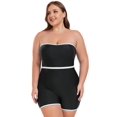 thumbnail image 3 of Ocean Blues Women's and Women's Plus Size Black Swimwear Bandeau One Piece Boyleg Jumpsuit Bathing Suits , Size XX-Large, 3 of 8