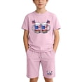thumbnail image 2 of DJDLJWCJ Girls Outfit Sets Girls Crewneck T Shirts and Elastic Waist Summer Shorts Cute Clothing Sets Pink Size 9, 2 of 10
