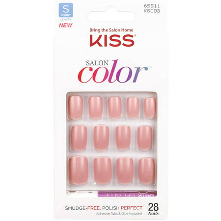 Kiss Salon couleur ongles artificiels, Bonita, courte longueur, 28 count