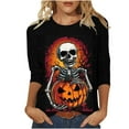thumbnail image 2 of Xdegoge Halloween Shirts for Women 3/4 Sleeve Tops Witch Pumpkin Graphic Shirts Crew Neck Tunic T Shirts Spooky Season Tshirt Holiday Party Casual Blouses Fall Fashion 2025, 2 of 4