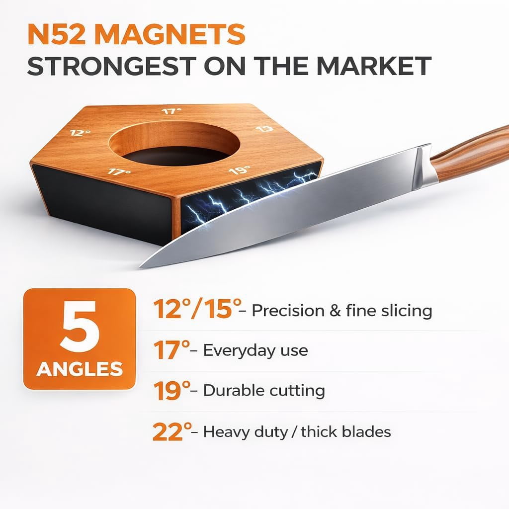 Rolling Knife Sharpener Kit with Magnetic Base, 5-Angle Settings, 4  Ceramic Discs & Cut-Resistant Gloves for Kitchen Chef Pocket Knives