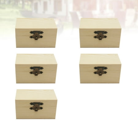 

Box Wooden Wood Chest Unfinished Jewelry Coin Unpainted Keepsake Plain Bank Boxes Money Craft Treasure Trinket Paint