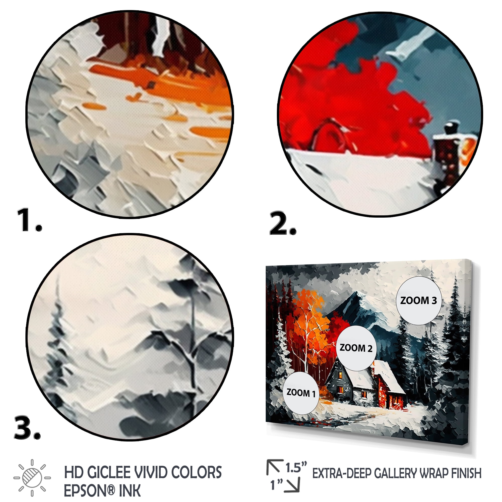 Designart Cabin In The Woods In Winter VII Canvas Wall Art