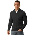 thumbnail image 2 of Iceglad Mens Quarter Zip Sweater Cable Knit Stand Collar Pullover Casual Thermal Knitwear, 2 of 7