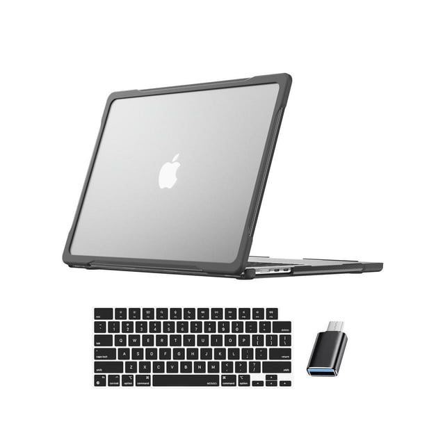 Case for MacBook Air 15 inch 2023 Release A2941 M2 Chip with Liquid Retina Display Touch ID, Heavy Duty Rugged Hard Shell Shockproof Cover with Keyboard Skin, Type C Adapter