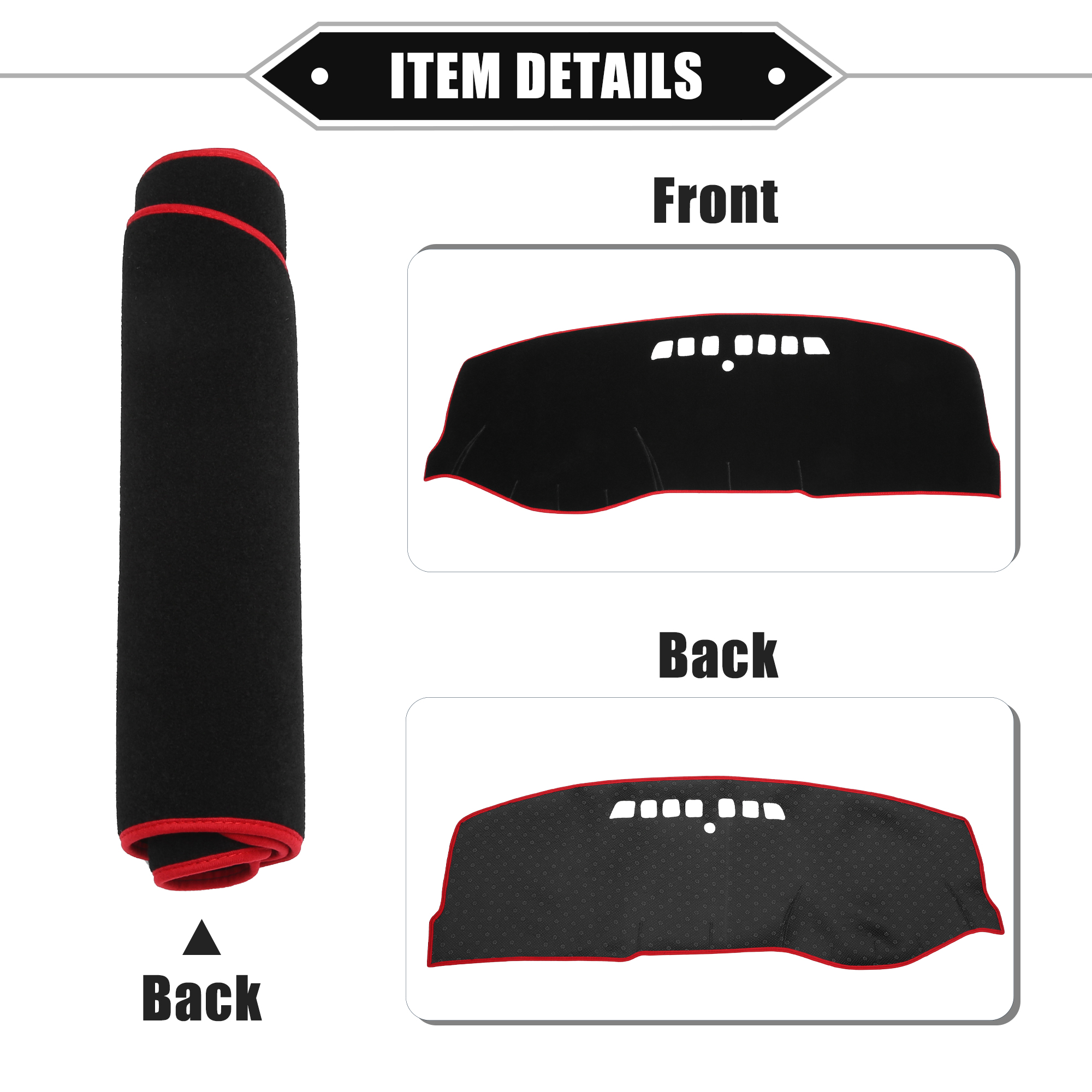 Unique Bargains Protective Dashboard Cover Mat for Buick LaCrosse 2005-2008 Black Red