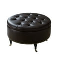 thumbnail image 4 of Inspired Home Celeste Faux Leather Storage Ottoman Round Tufted Nailhead Trim, Espresso, 4 of 7