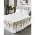 thumbnail image 4 of Brown Eucalyptus Leaves Bed Skirt California King Size 16" Drop Watercolor Retro Leaf Ruffled Wrap Around Bed Skirts Adjustable Elastic Bedskirt Dust Ruffle for California King Size Bed, 4 of 7