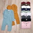 thumbnail image 4 of Girls Boys Solid Color Jumpsuit Spring and Autumn Long-Sleeved Clothes Set Girls Newborn Baby Jumpsuit 0-24M, 4 of 4
