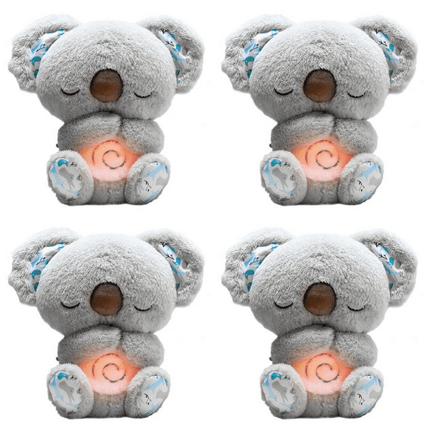 Juguete de cuna de peluche Koala que respira con sonido ligero para bebé FLhrweasw