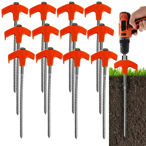 GSKKLQ Heavy Duty 8" Screw In Tent Stakes (12 Pack)