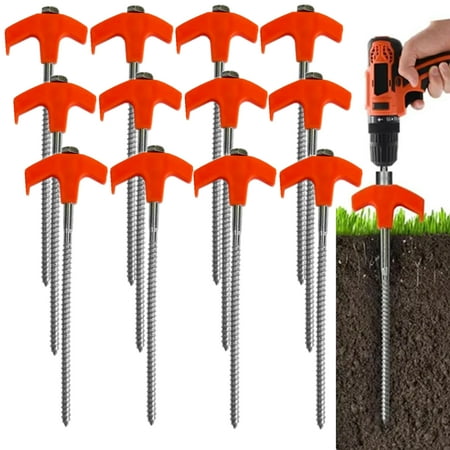 GSKKLQ Heavy Duty 8 Screw In Tent Stakes (12 Pack)