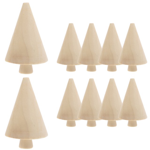 10Pcs Mini Tree Crafts Unfinished Wooden Tree Decors Tiny Tree Ornaments Unpainted Small Trees