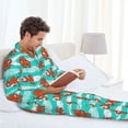 thumbnail image 6 of Fotbe Octopuses Pattern Long Sleeve Pajama Set for Men,Sleepwear Set,2-piece Loungewear Set,Soft PJs Comfy Nightwear with Pockets-Medium, 6 of 7
