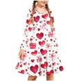 thumbnail image 1 of TaTaai Valentine Heart Print Long Sleeve A-Line Skater Dress, Valentine's Day Gift, Casual Party Twirly Dress Gift, 1 of 5