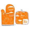 thumbnail image 4 of Juego de manoplas y agarraderas para horno, resistentes al calor, con superficie antideslizante, mariscos verdes, 4 of 5