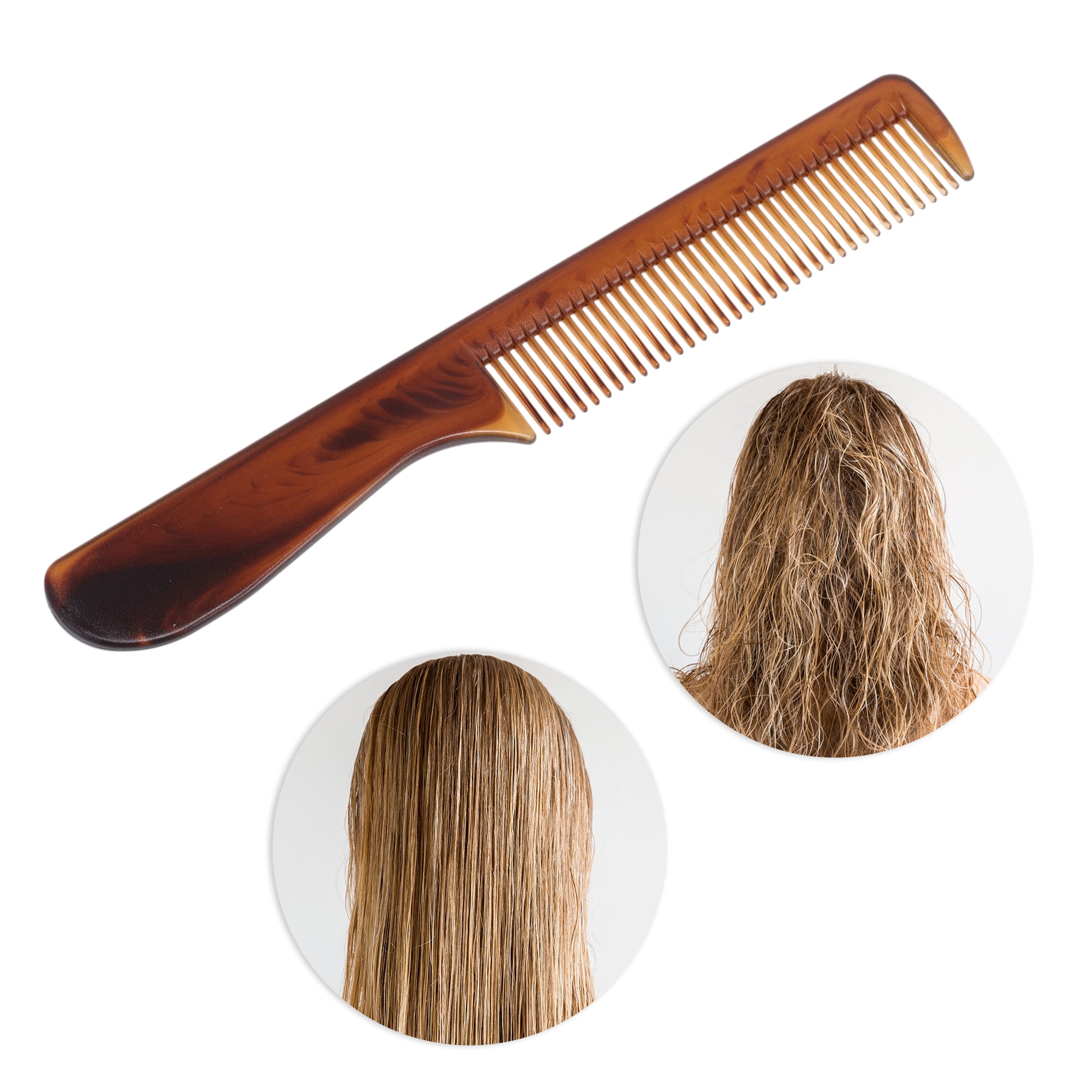 Unique Bargains 1 Piece Comfortable Two-Color Flat Comb in Amber Color for All Hair Types