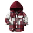 thumbnail image 3 of Baby Kids Toodler Plaid Lapel Button Down Long-Sleeved Frosted Hooded Jacket Shirt 0-7 Years Boys Girls, 3 of 7