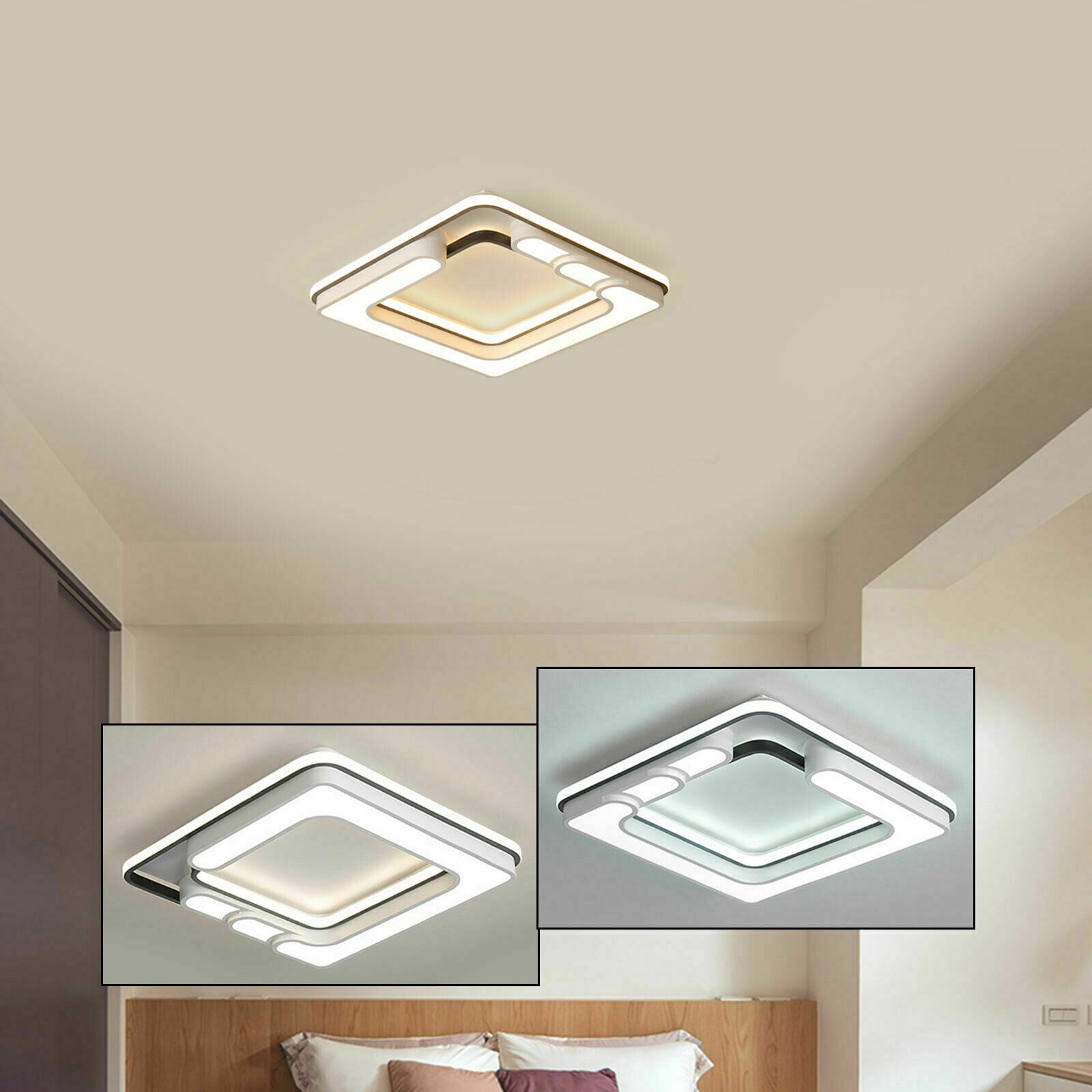 MONIPA LED Ceiling Light, Remote Control Ceiling Light Fixture LED 32W Dimmable Close to Ceiling Lights Flush Mount 15.7Inch Night Lamp