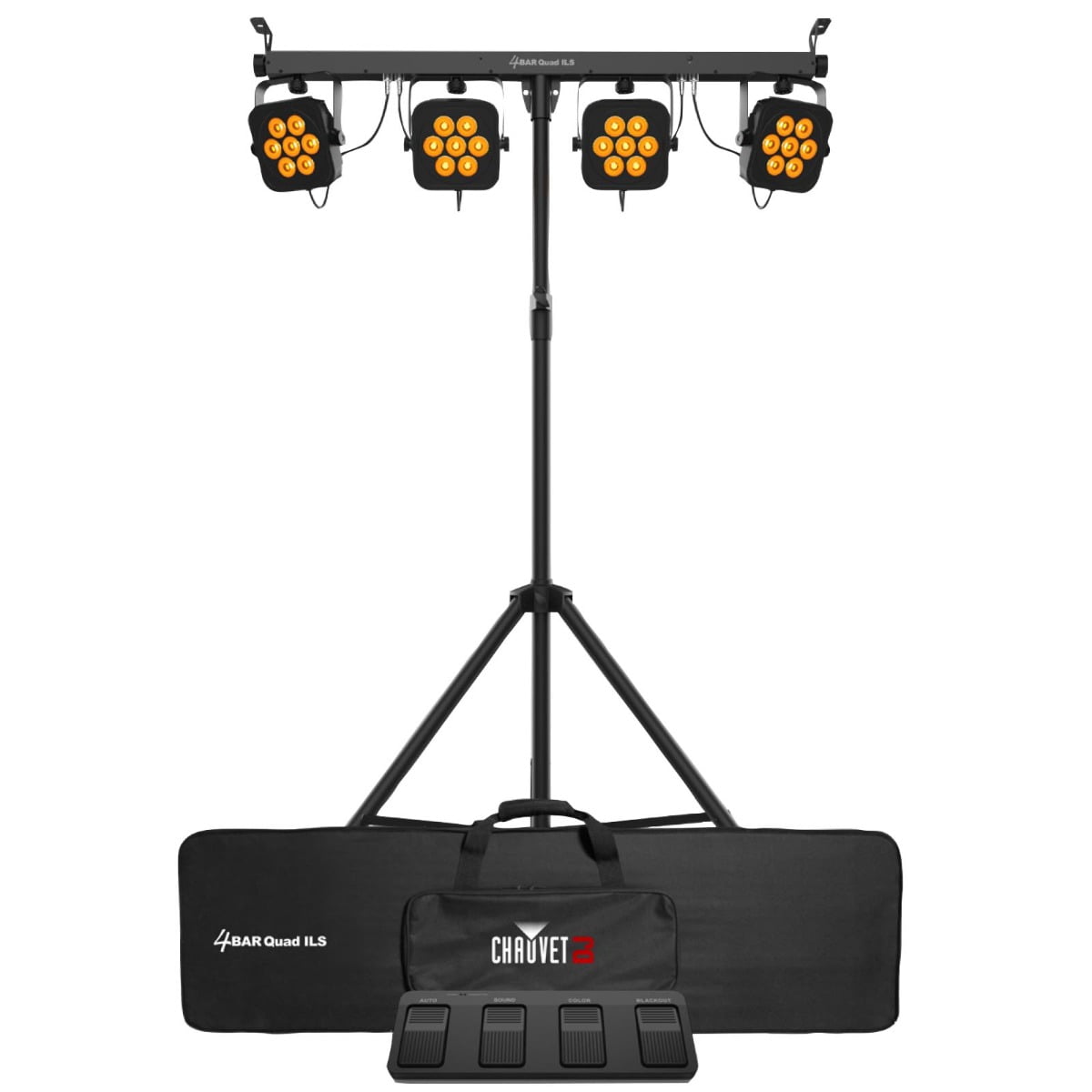 Chauvet DJ 4Bar Quad ILS Complete RGBA LED Wash Lighting Solution with Fog Machine Package