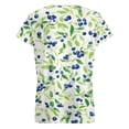 thumbnail image 6 of Blueberries White Background Green Leaves Women's Blouse Short Sleeve Women's Top T-Shirt Spring Summer Clothes, 6 of 7