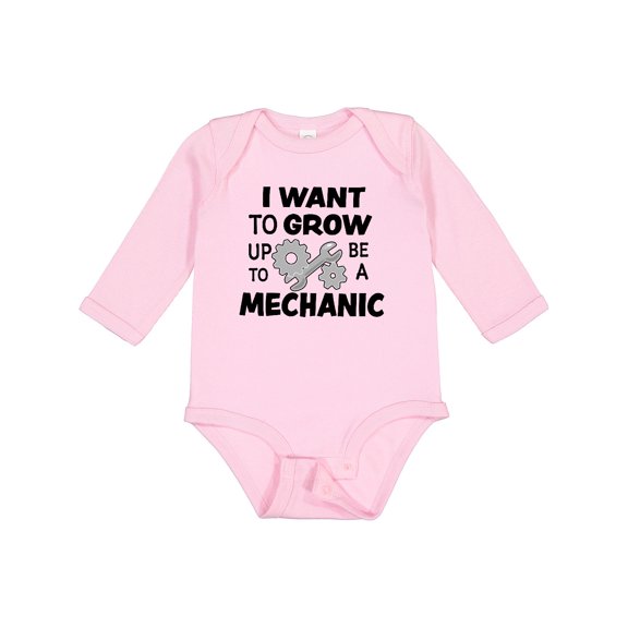 Inktastic I Want To Grow up To Be a Mechanic Boys or Girls Long Sleeve Baby Bodysuit