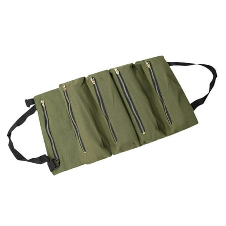 

Roll up Tool Bag Wrench Organizer Collapsible Small Tool Bag Canvas Bucket Hanging Tool Zipper Carrier Tote Wrench Tools Pouch for green