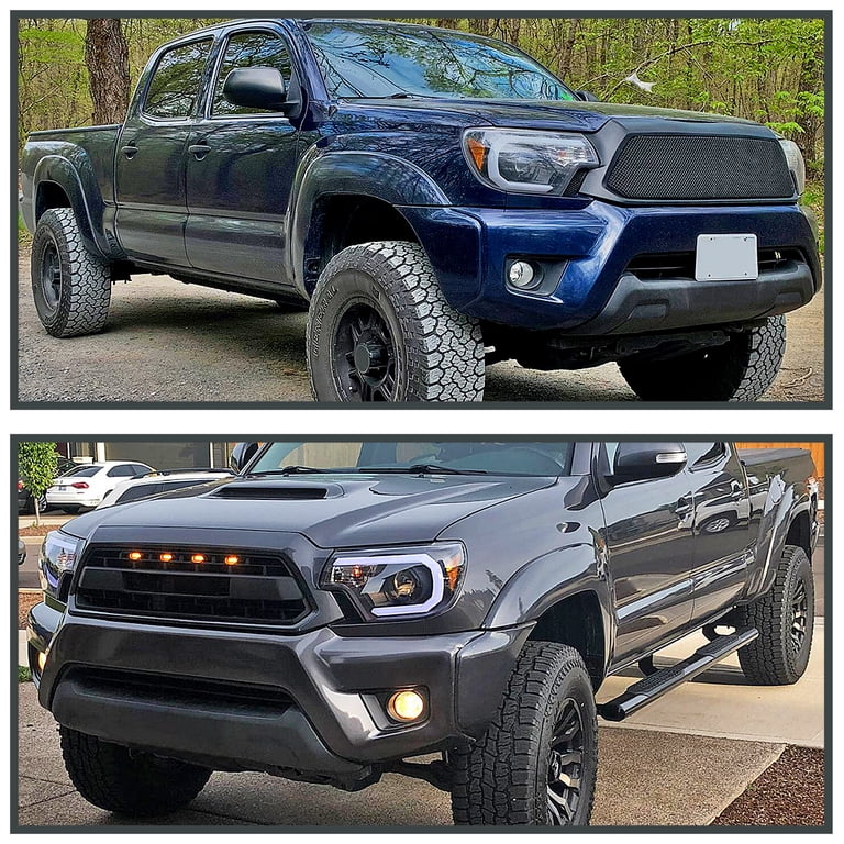 VLAND Pair Full LED Reflector Headlights For 2015-2022 Toyota Tacoma – Black Housing, Clear Lens, DRL