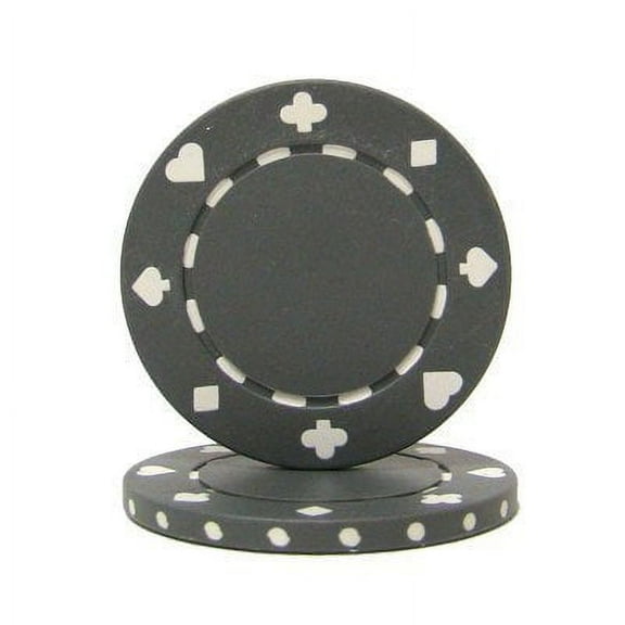 Suited 11.5g Blank Poker Chips, Gray Clay Composite, 50-pack