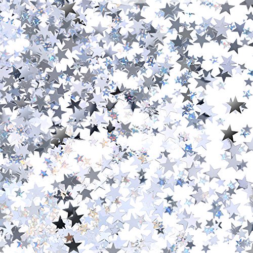 Silver Metallic Star Confetti Glitter Star Table Confetti for Wedding Birthday Party Decoration, 60 Grams/ 2.1 Ounce