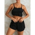 thumbnail image 5 of FEORJGP Women 2 Piece Summer Pajama Set Ladies Cute Loungewear Sleeveless Camisole Lace Patchwork Crop Tops and Elastic Shorts for Soft Sleepwear, 5 of 9