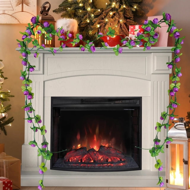 Artificial Rose Vine Garland 91 Inch, Fake Flower Rattan for Wedding and Home Decoration, Silk Rose Garland for Party Backdrop Wall Fireplace and Table Centerpiece Décor