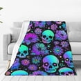 thumbnail image 3 of Skull Throw Blanket Plush Flannel Skull Gifts for Women Men Adults Soft Warm Lightweight Office Home Couch Sofa Couch Living Room Bed Camping Travel 60"x50" Skull Blankets Skull Decor, 3 of 6