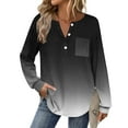 thumbnail image 6 of successthop Womens V Neck Shirts Long Sleeve Tunic Tops Button Pullover T Shirts Print Casual Clothes Black S, 6 of 7