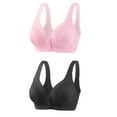 thumbnail image 2 of YWDJ Push up Bras for Women Plus Size Padded 2 Pack Front Closure Sleep Bras No Wires Breastfeeding Bras Wide Strap Full Coverage Bras Wrap Bras Padded Plus Size Comfortable Solid Nursing Bras Black S, 2 of 3