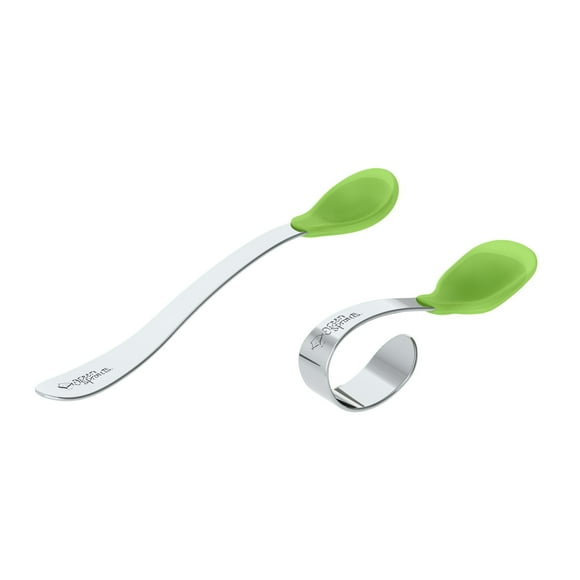Juego de cucharas de aprendizaje Green Sprouts con punta de silicona para padres y bebés