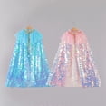 thumbnail image 4 of GYRATEDREAM Princess Cape Cloaks for Little Girls Sparkling Sequins Cape Christmas Halloween Custome Cosplay Party Accessories for 65CM Pink, 4 of 5