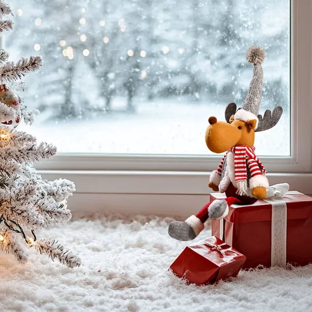 PEONAVET Extendable Reindeer Doll Extendable Reindeer Doll Christmas Decor Stretchable Santa's Deer Toy for Window Display Mantel Tree Decorations Festive Interactive Party Props for Home